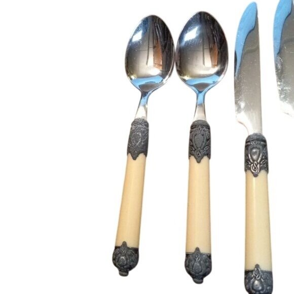 Vintage Hampton Silversmiths San Remo 9 Pc Stainless Steel Flatware Lucite - Picture 7 of 7